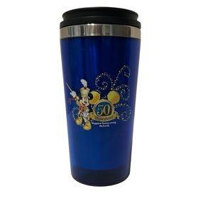 Disneyland 50th Anniversary Mickey Mouse Blue Travel‎ Tumbler – Like New